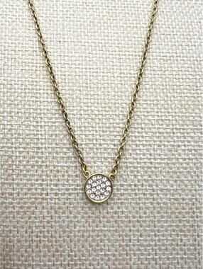 Kate Spade Gold Tone Crystal Circle Pendant Necklace